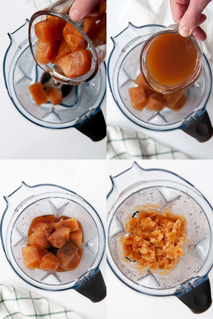 All of the steps needed to make apple cider slushie
