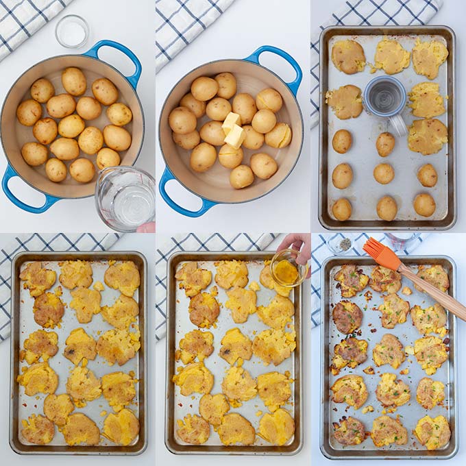 Steps to make salt and vinegar smashed potatoes