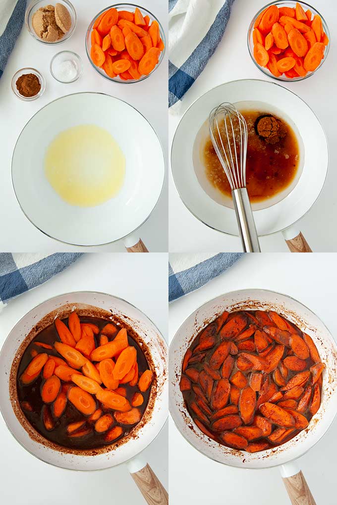 All of the steps needed to make brown sugar carrots