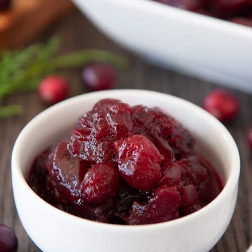 Dish of cranberry sauce