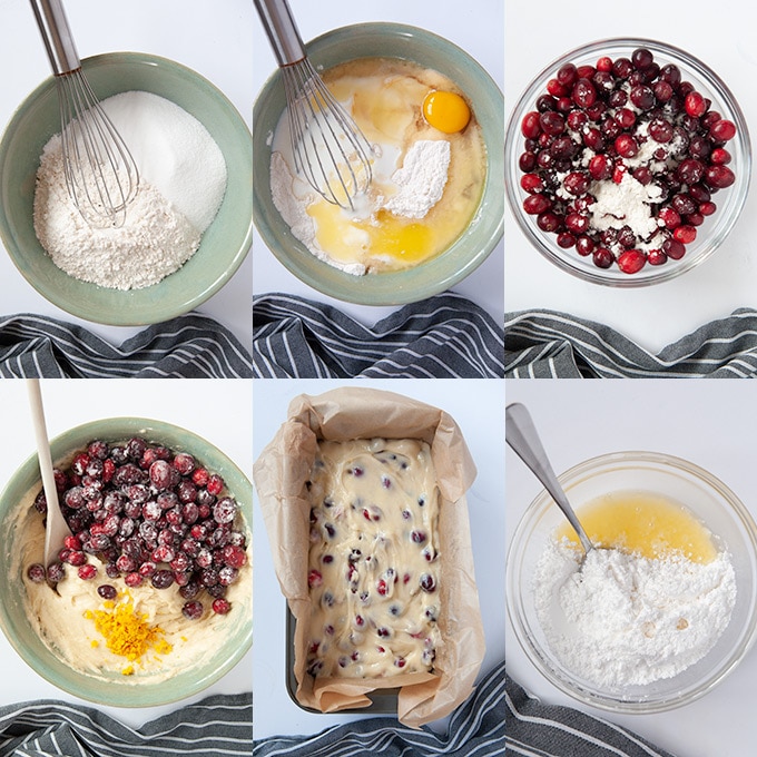 All of the steps to make cranberry bread.