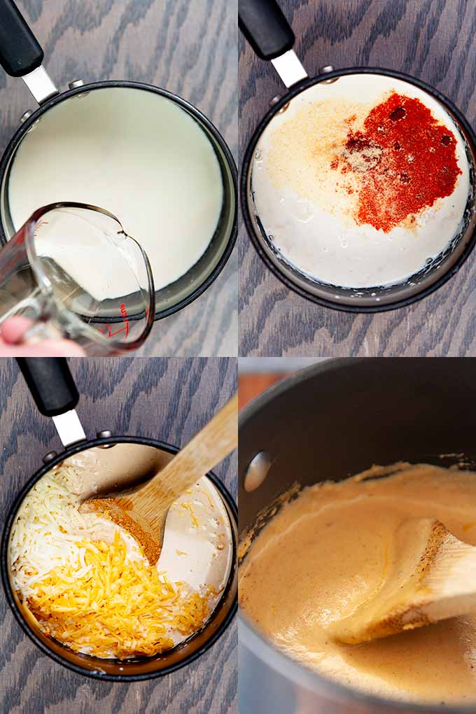 All of the steps to make beer cheese dip.