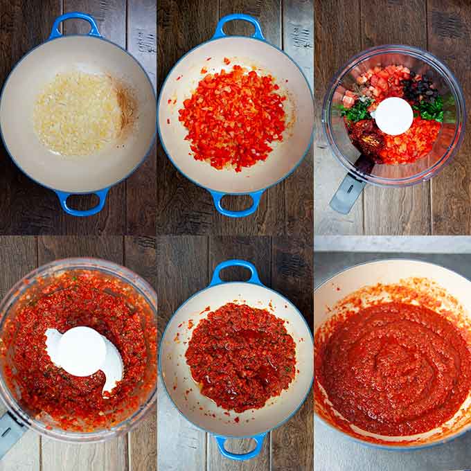 All of the steps to make tomato sauce