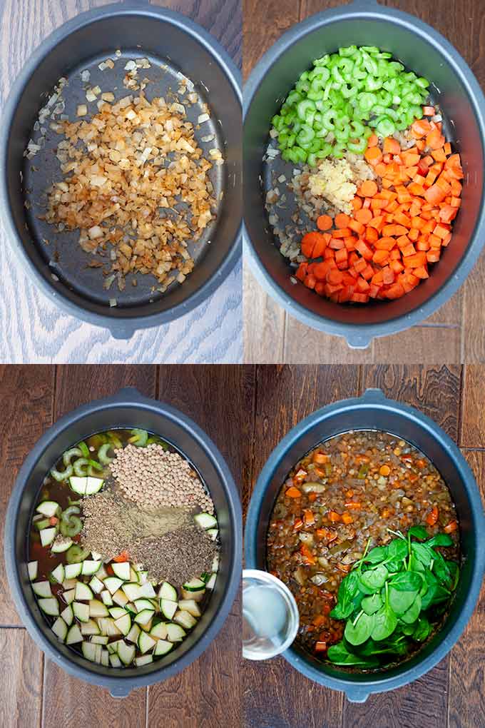 All the steps to follow to make Italian Lentil Soup in Instant Pot