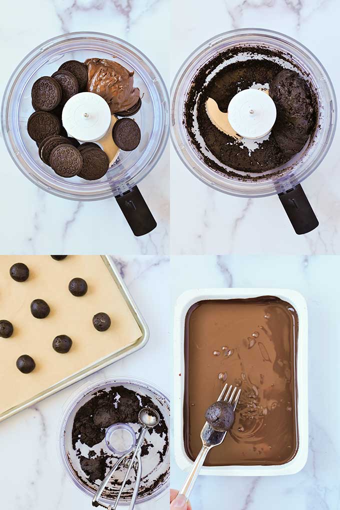 All of the steps to make Nutella truffles.