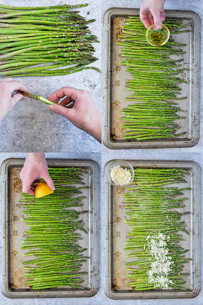 All of the steps needed to roast asparagus.