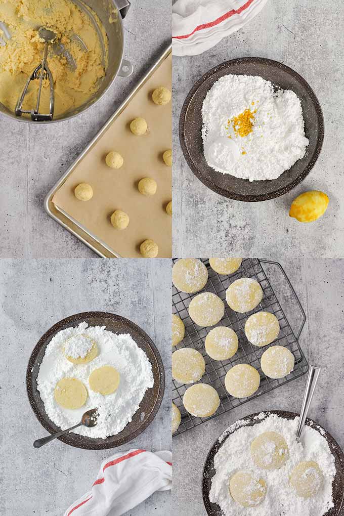 All the steps needed to make lemon cookies.