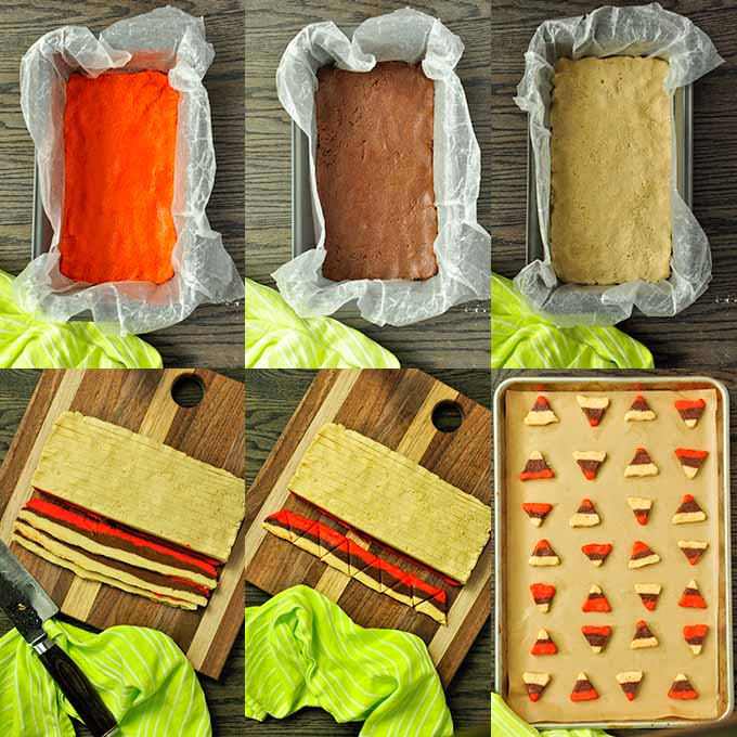 The second set of the steps needed to make candy corn cookies.
