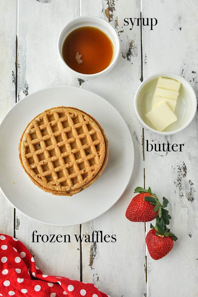 All of the ingredients to make frozen waffles in air fryer.
