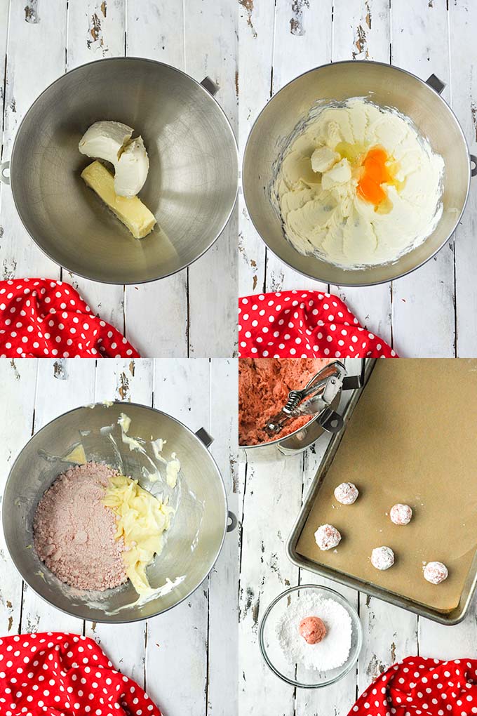 Step by step instructions how to make strawberry gooey butter cookies.