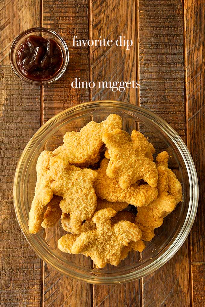 All of the ingredients needed to make air fryer dino nuggets.