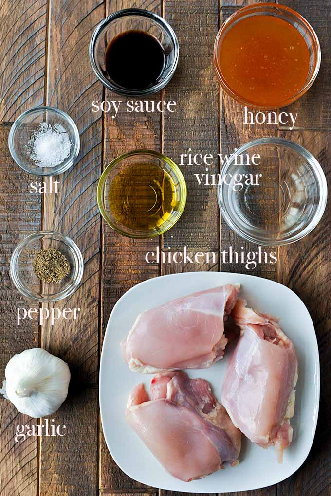 All the ingredients needed for marinated chicken in air fryer.