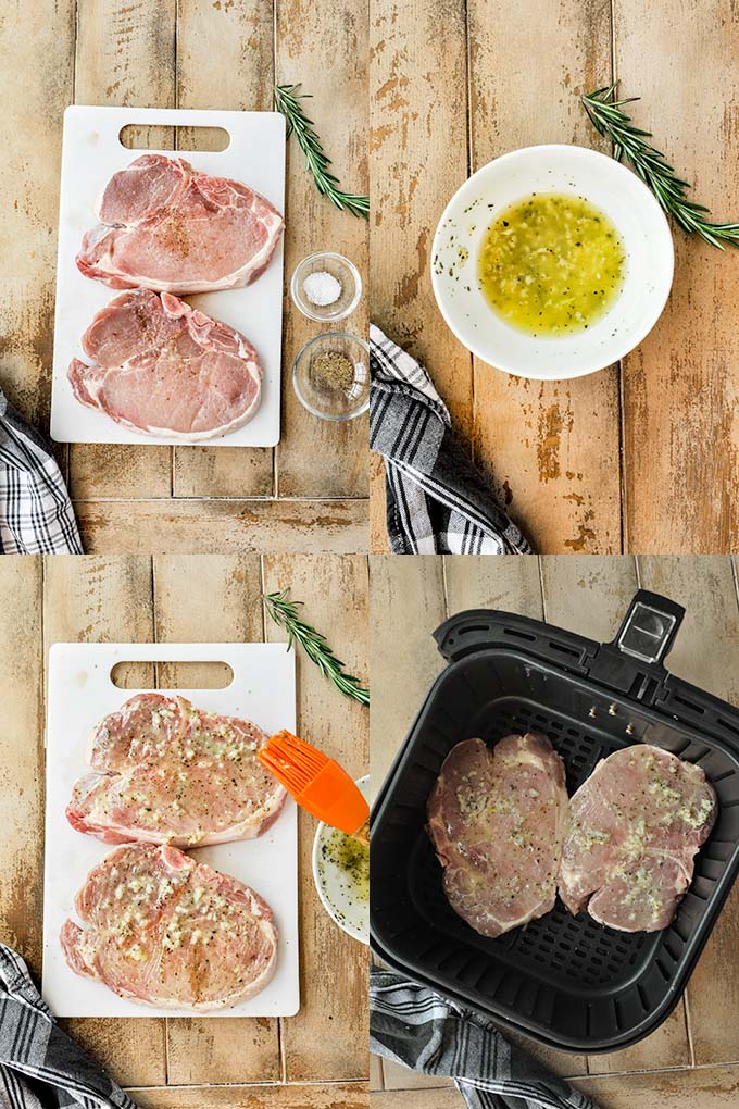 Step by step instructions needed to make air fryer pork chops.
