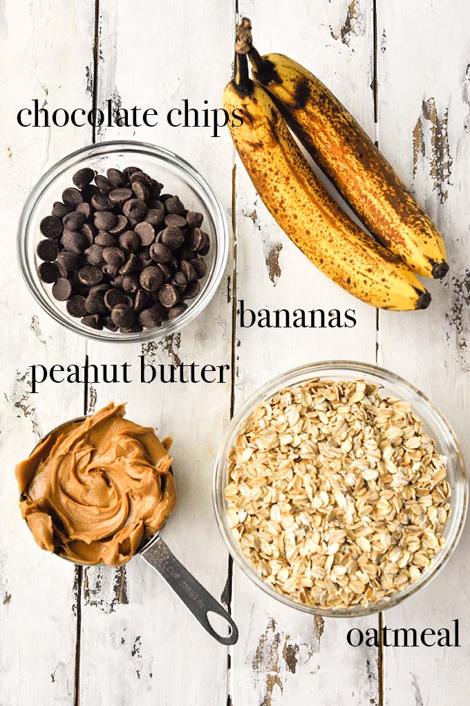 All of the ingredients needed to make vegan banana bread.