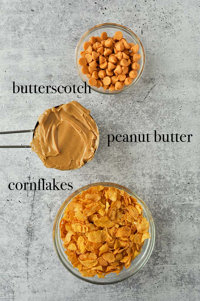 Ingredients to make cornflake cookies.