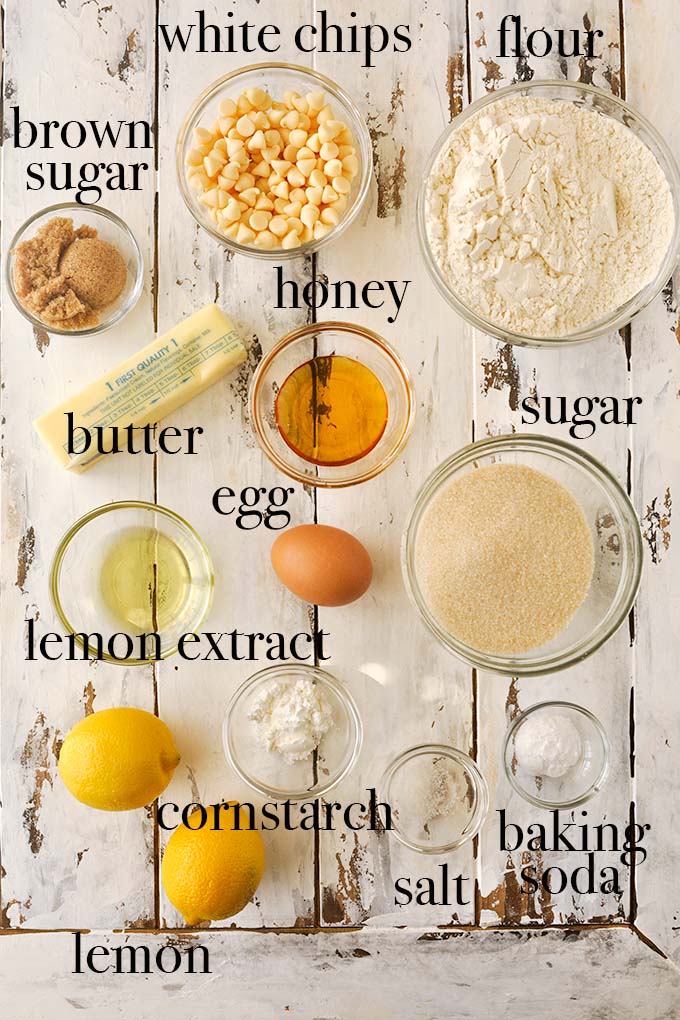 All of the ingredients needed to make lemon cookies.