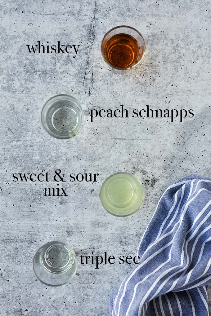 All of the ingredients needed to make these shots.