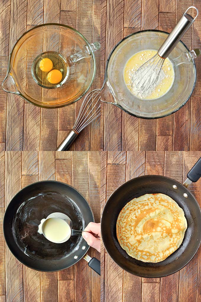 Step by step instructions to make pannenkoek.