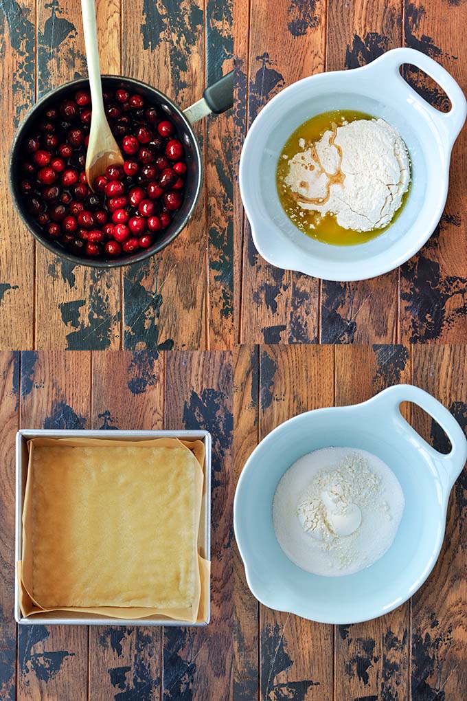 Step by step instructions to make cranberry layer and crust.