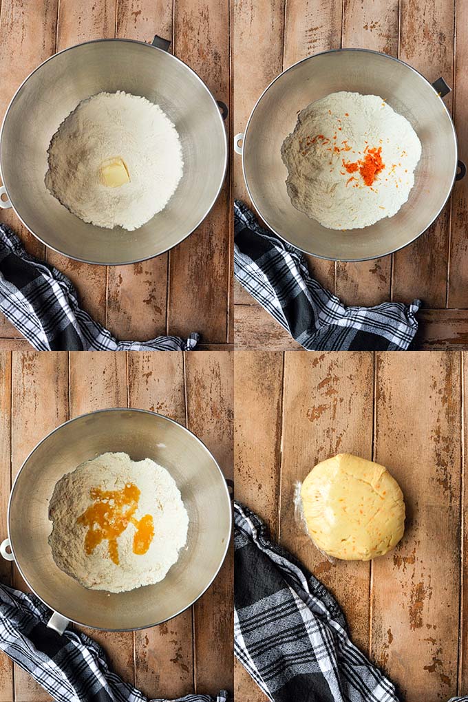 Step by step instructions of how to make hojuelas dough.
