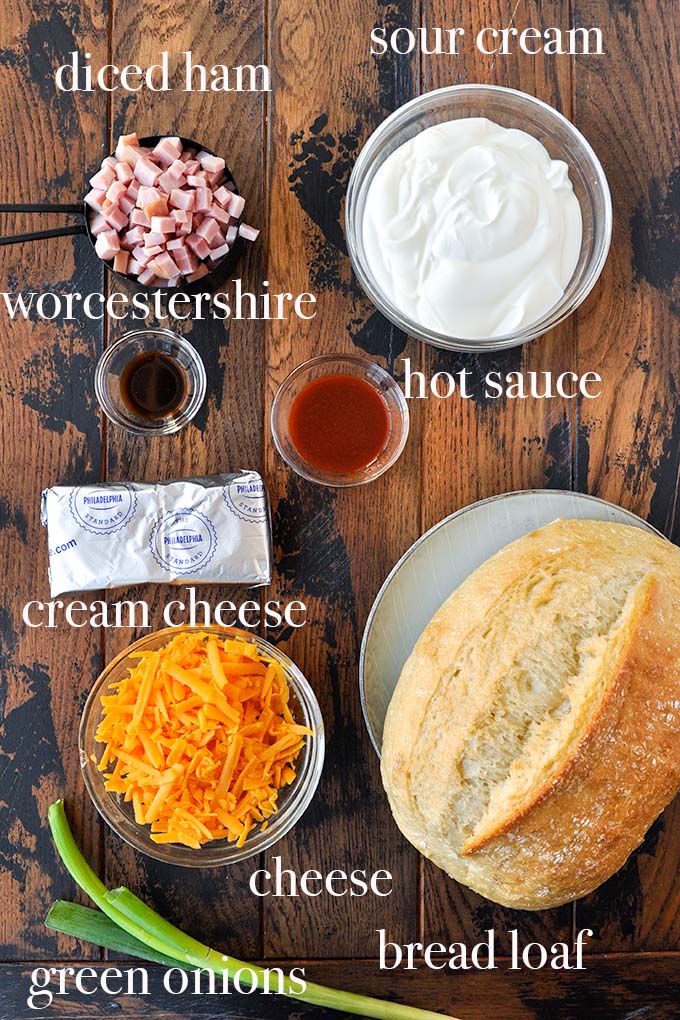 All of the ingredients needed to make this dip.