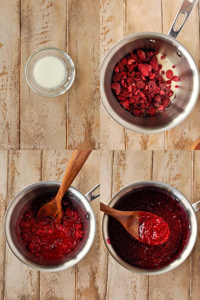 Step by step instructions to make raspberry sauce.