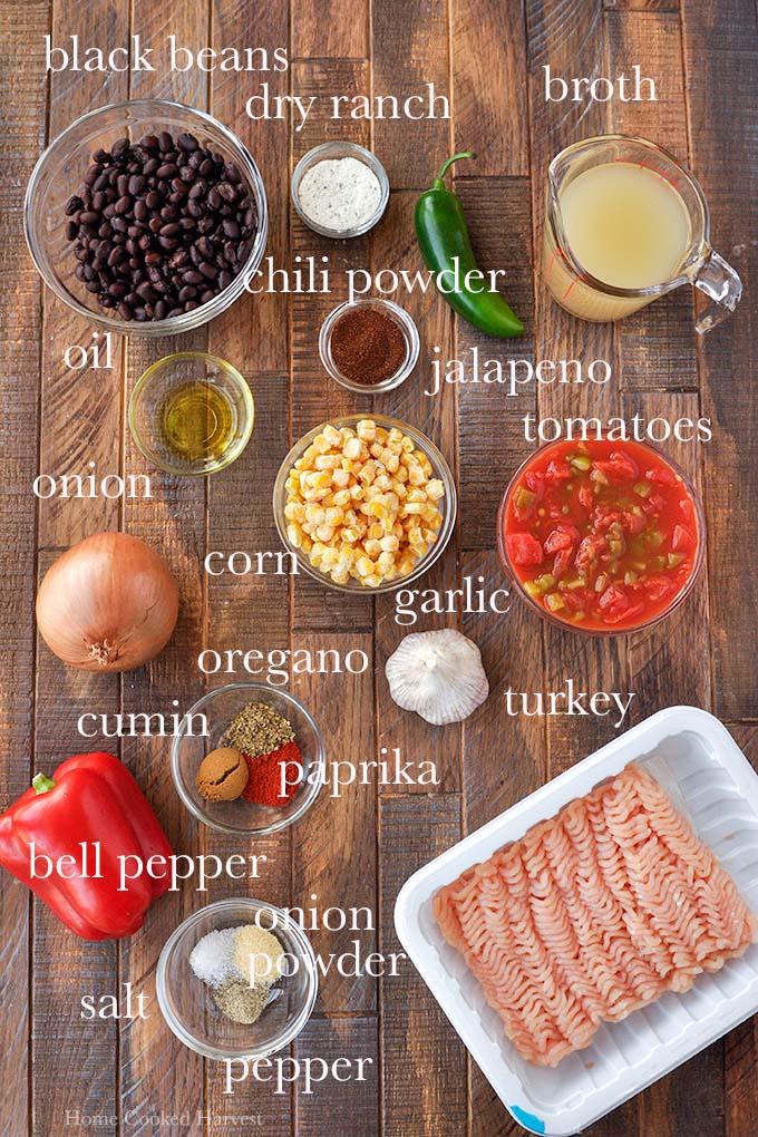 All of the ingredients needed to make taco soup.
