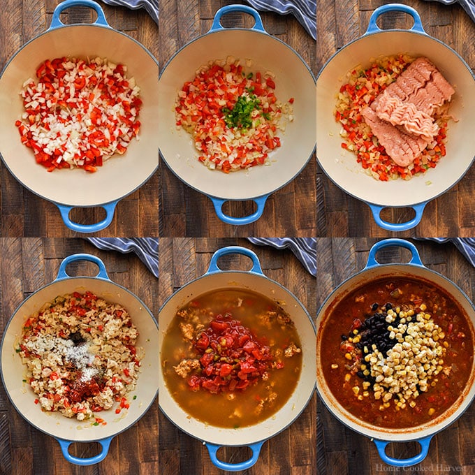 Step by step instructions to make taco soup.