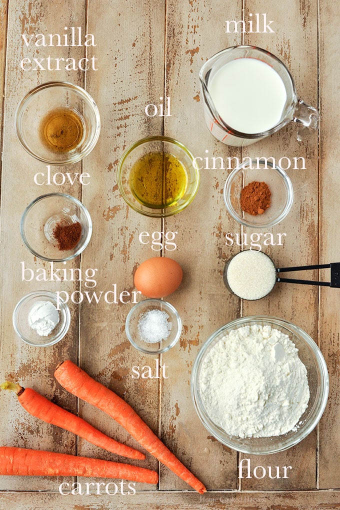 All of the ingredients needed to make these pancakes.