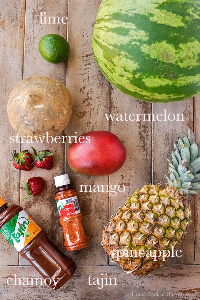 All of the ingredients to make the crazy watermelon.