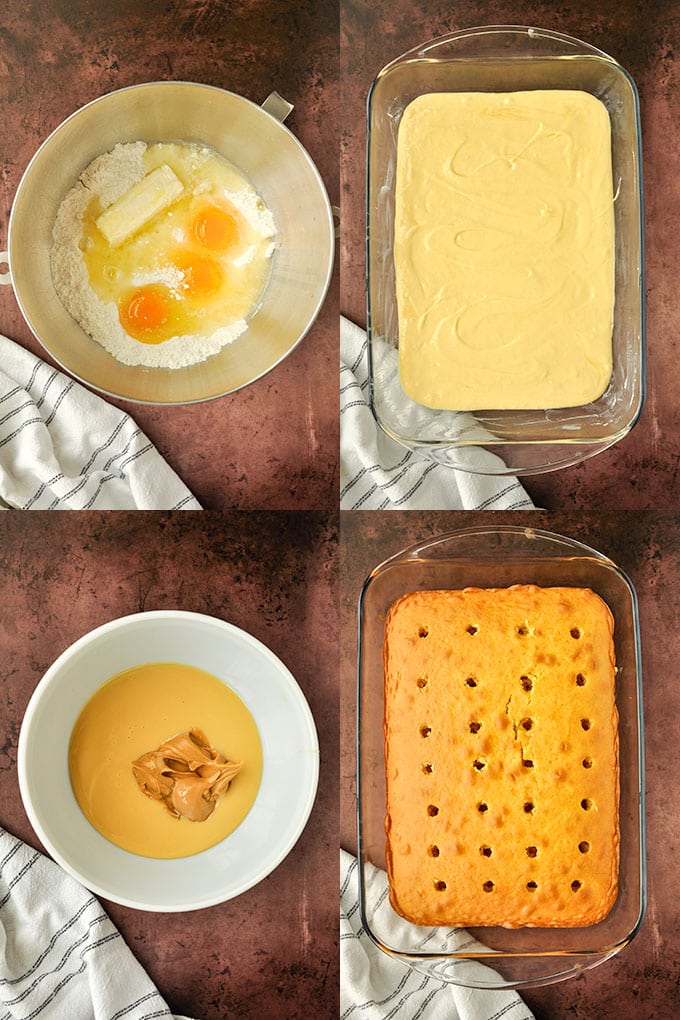 Step by step instructions to make the poke cake.