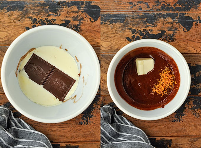 Step by step instructions to make the chocolate drizzle.