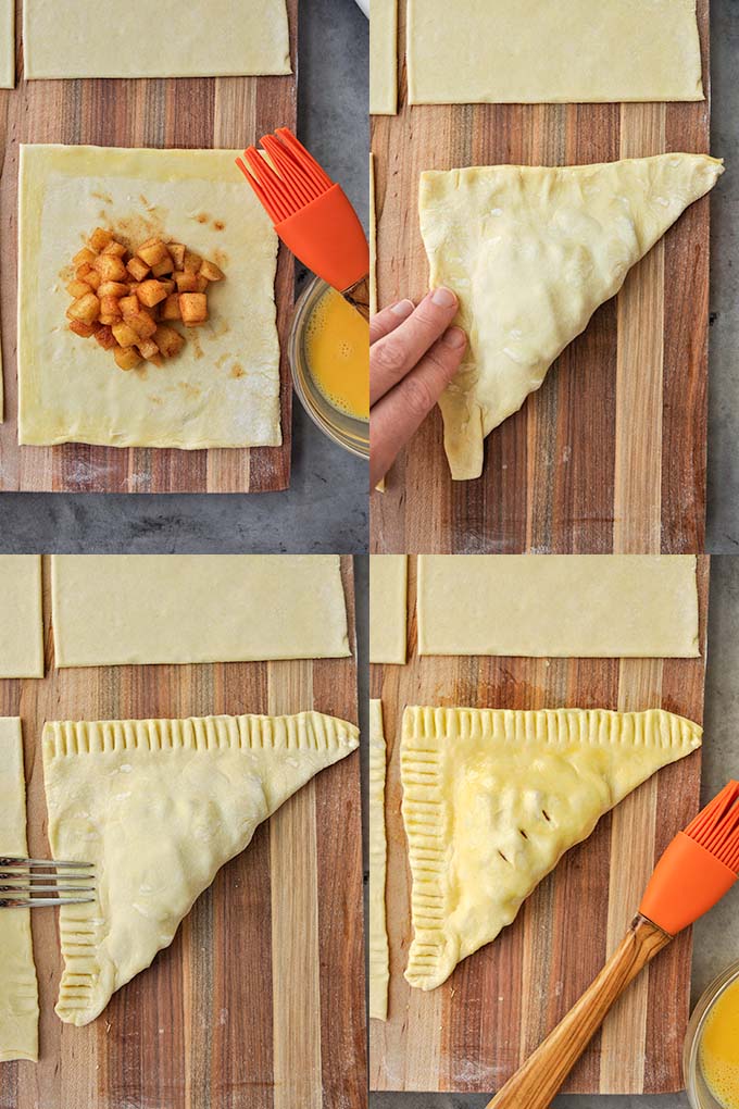 The last four steps to make puff pastries.