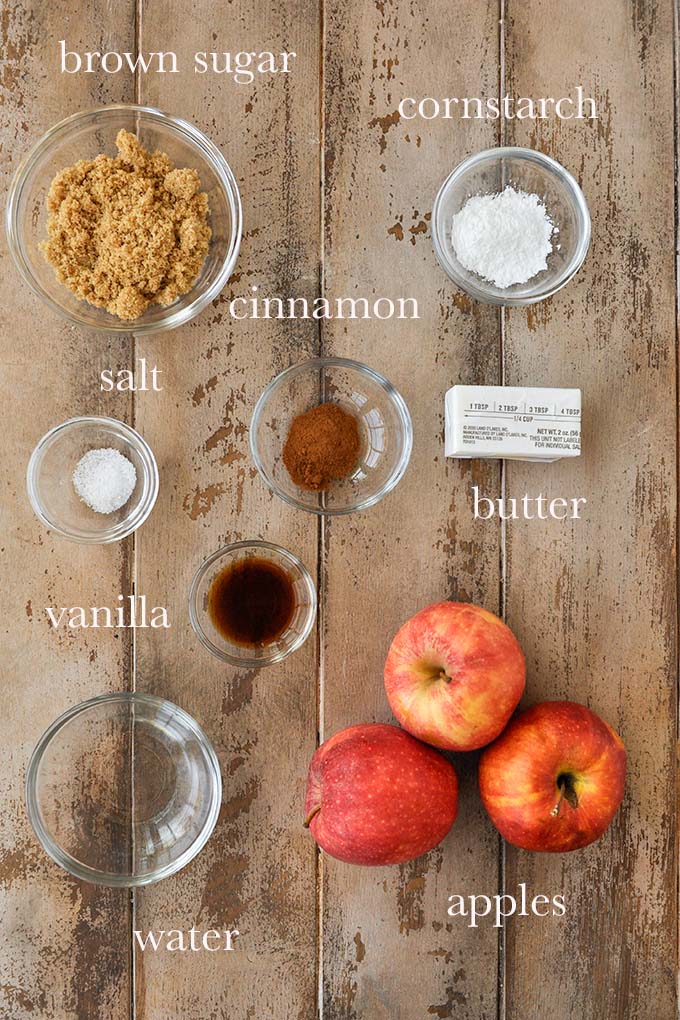 All of the ingredients needed to make these baked apples.