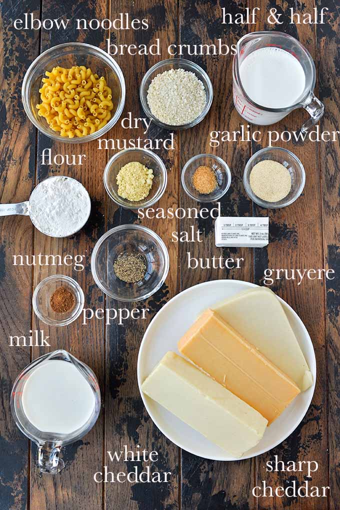 All of the ingredients needed to make Mac and cheese.