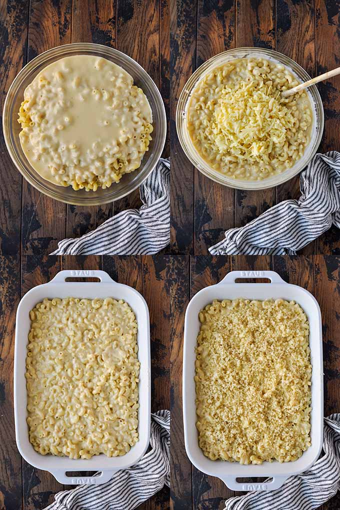 The last four steps to finish making Mac and cheese.