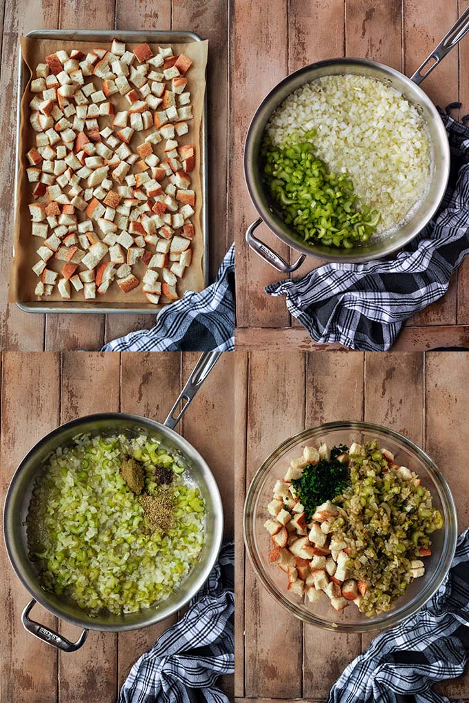 First four steps to make stuffing.