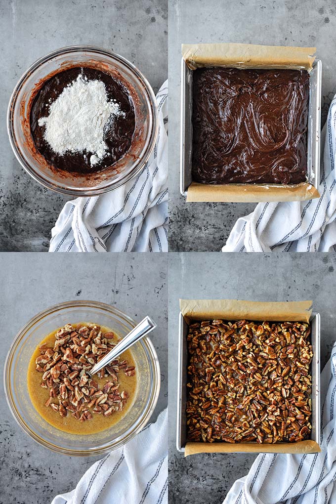 The last four steps to make brownies.