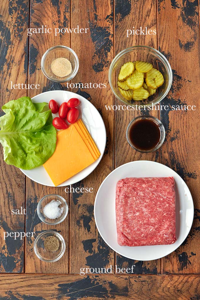All of the ingredients needed to make burger bites.