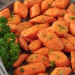 A plate of rosemary carrots made in the air fryer.