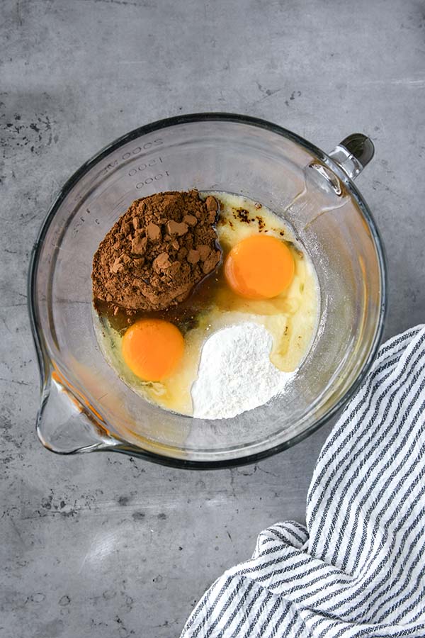 Step two is combining all of the ingredients together except for the chocolate chips, if using.