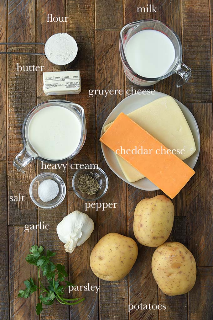 All of the ingredients needed for this potato recipe.