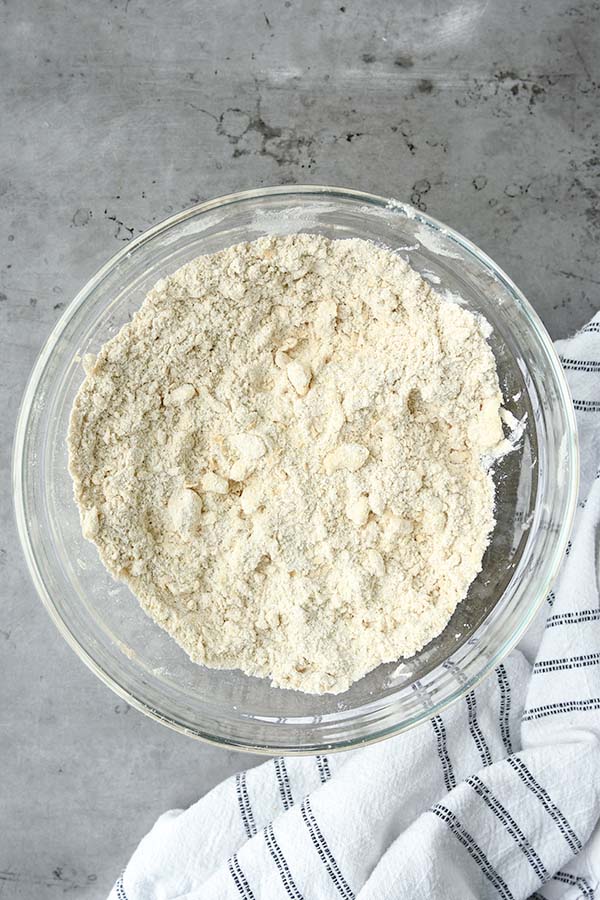 Step three is the butter blended into the flour mixture.