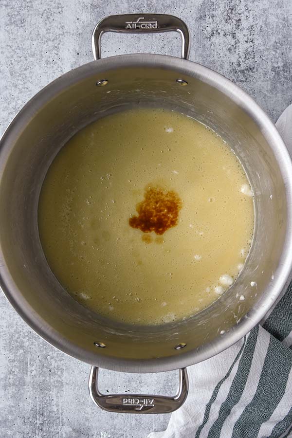 Step two is the vanilla added to the melted marshmallows.