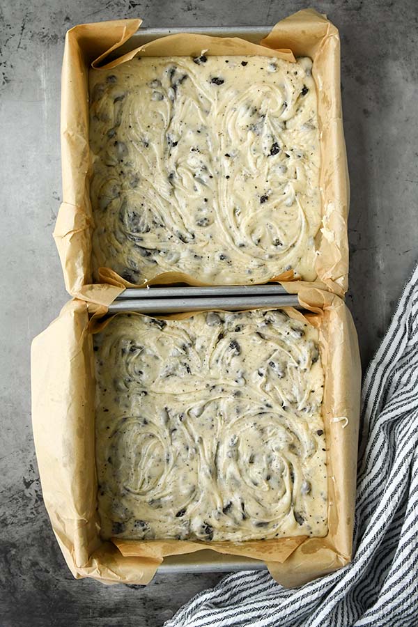 Step four is pouring the mixture into the baking dish to set.