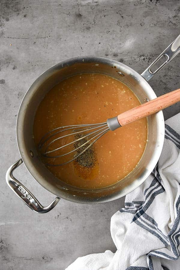 Step three is adding the seasonings and keep whisking until thick.