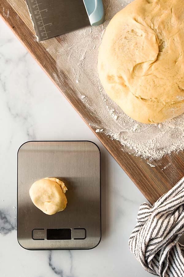 Step six is to divide the dough into 2 ounce pieces.