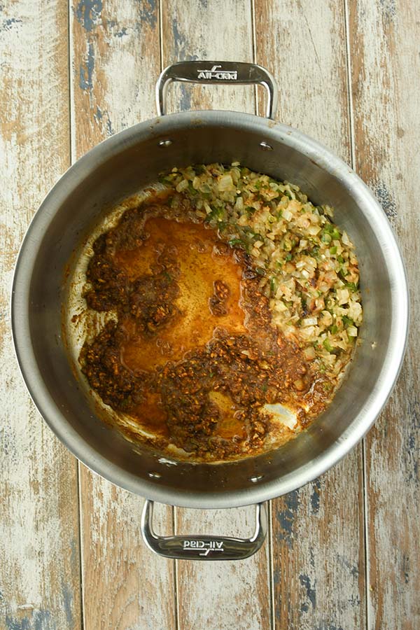 Step four is broth slowly added to make the gravy.