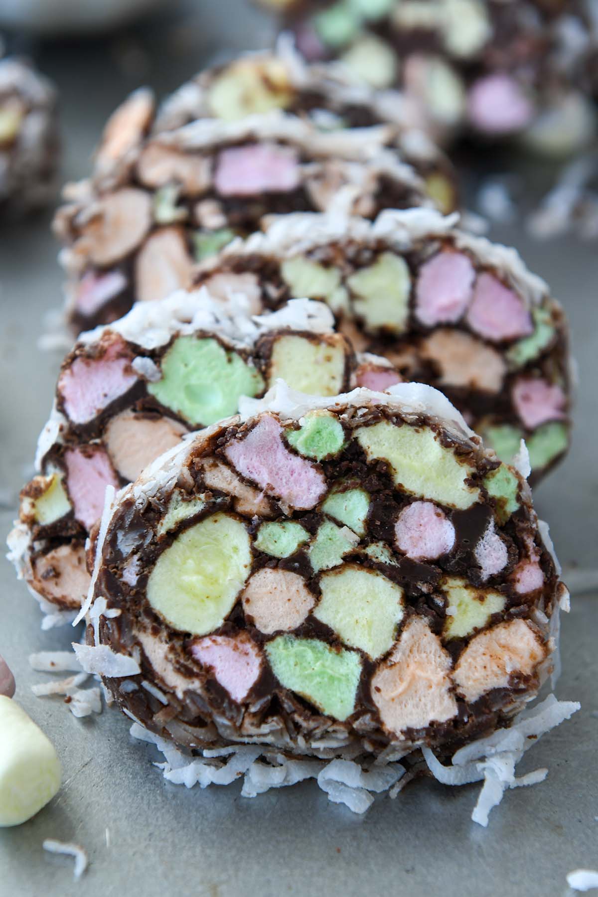Up close of the stack of cookies.