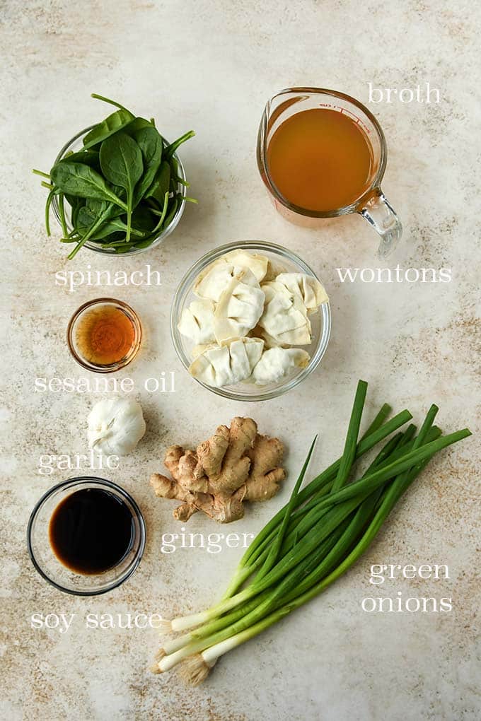 All of the ingredients needed to make this quick soup.